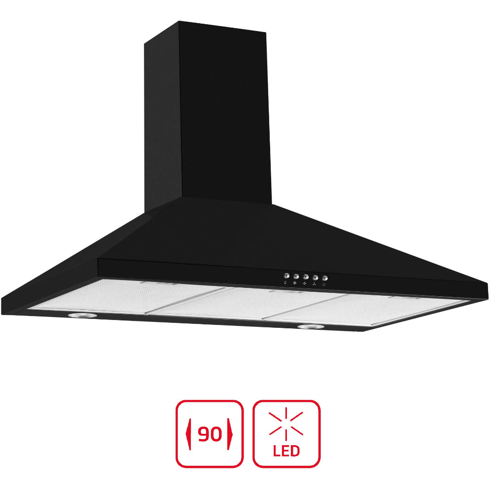 Amica KH 17285 S Kamin-Dunstabzugshaube - 90 cm - Schwarz